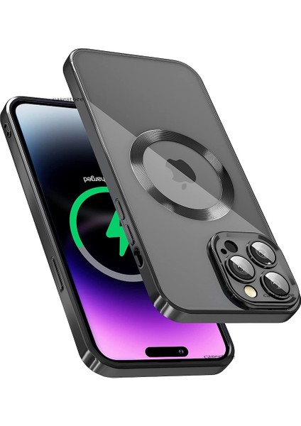 Apple iPhone 13 Pro Max Kılıf Kamera Lens Tam Korumalı Yuvarlak Halkalı Logo Parlak Kenar Renkli Case