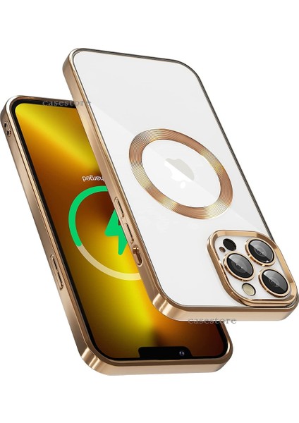 Apple iPhone 13 Pro Max Kılıf Kamera Lens Tam Korumalı Yuvarlak Halkalı Logo Parlak Kenar Renkli Case
