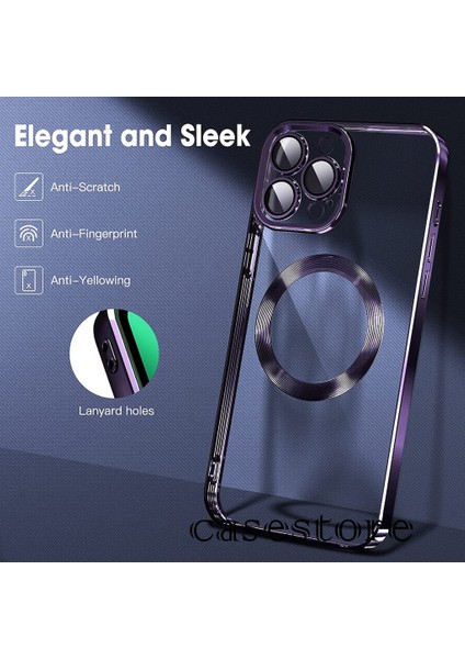 Apple iPhone 13 Pro Max Kılıf Kamera Lens Tam Korumalı Yuvarlak Halkalı Logo Parlak Kenar Renkli Case