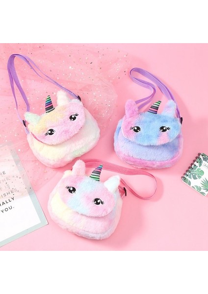 Karikatür Hayvan Omuz Çantası Peluş Cüzdan Tek Boynuzlu At Haberci Çanta Sevimli modelleri
