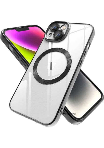 Apple iPhone 14 Plus Kılıf Kamera Lens Tam Korumalı Yuvarlak Halkalı Logo Parlak Kenar Renkli Case