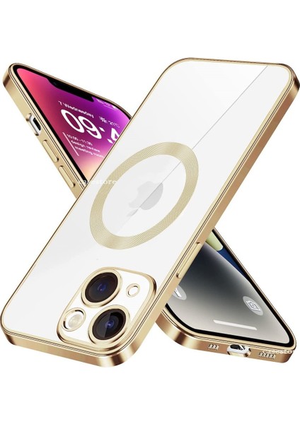 Apple iPhone 14 Plus Kılıf Kamera Lens Tam Korumalı Yuvarlak Halkalı Logo Parlak Kenar Renkli Case