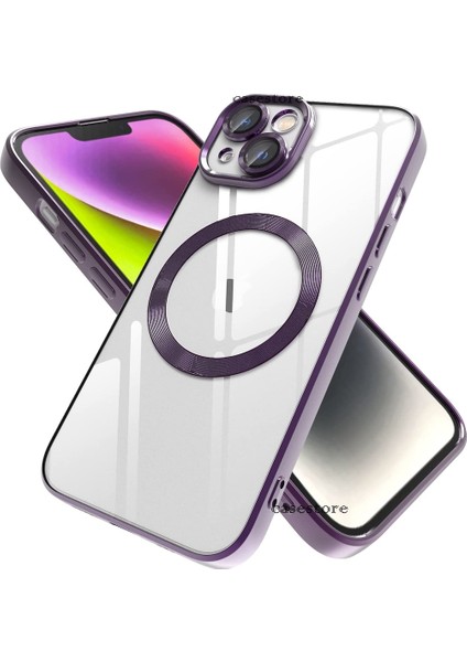 Apple iPhone 13 Kılıf Kamera Lens Tam Korumalı Yuvarlak Halkalı Logo Parlak Kenar Renkli Case