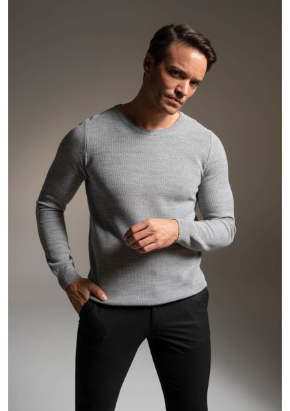 Slim Fit Bisiklet Yaka Triko Kazak X7392AZ22AU modelleri