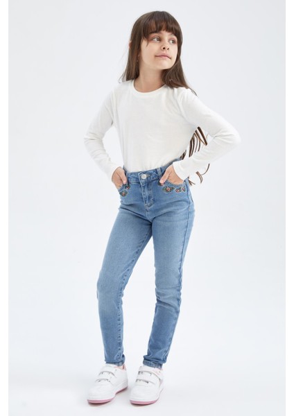 Kız Çocuk Skinny Fit Jean Pantolon Y6873A622WN
