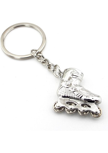 Gümüş Renk Paten Roller Skate Döner Teker Metal Anahtarlık KC003