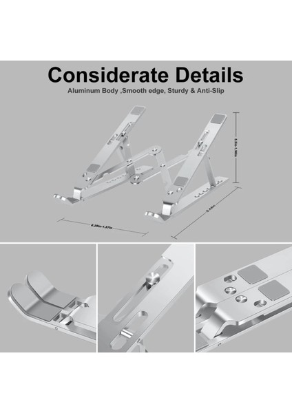 7 Level Katlanır Alüminyum Notebook, Macbook, Tablet & Laptop Bilgisayar Standı Katlanır Çelik