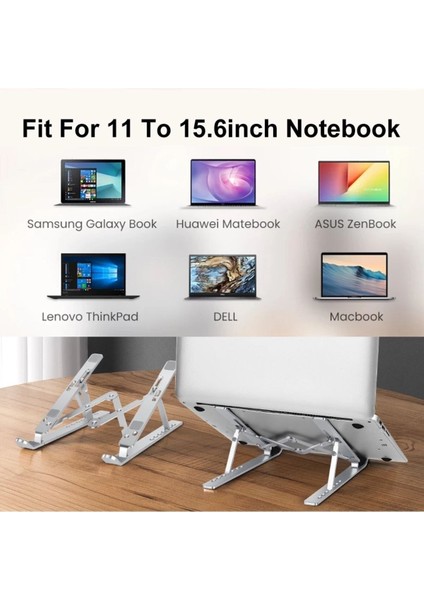 7 Level Katlanır Alüminyum Notebook, Macbook, Tablet & Laptop Bilgisayar Standı Katlanır Çelik