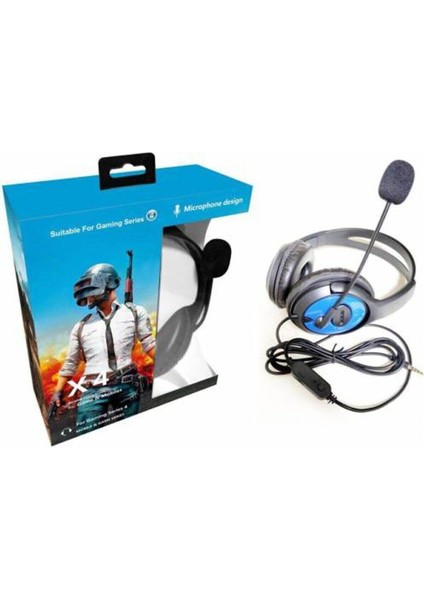 Kulak Üstü Gaming Oyuncu Mikrofonlu Kulaklık Profesyonel Kulaklık Yumuşak Ped Laptop Ps4 Eba X4 Mavı Dst fiyatları