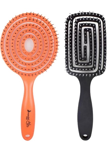 Üç Boyutlu Saç Fırçası Turuncu ve Siyah