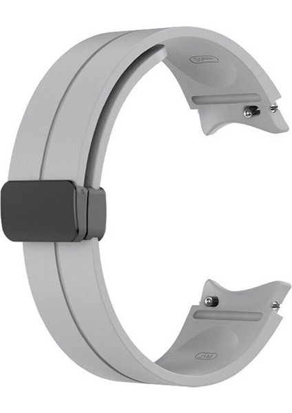 Samsung Galaxy Watch 4 40MM Kordon Düz Silikon Mıknatıslı HS24 Gri
