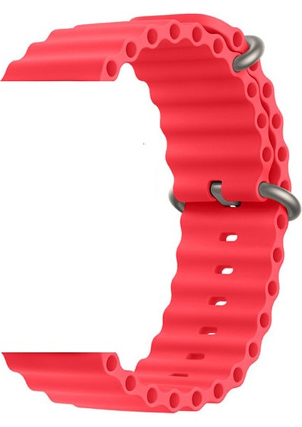 Apple Watch Series 8 41MM Kordon Yeni Dizayn Silikon HS05 Kırmızı