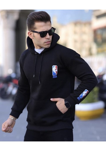 Özel Tasarim Kapüşonlu Dijital Baskili Tam Kişlik Pamuk 3iplik Oversize Erkek Sweatshirt