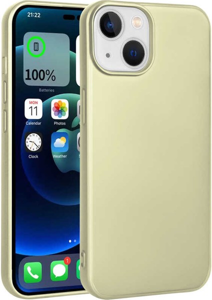 Apple iPhone 14 Kılıf Renkli Lüx Korumalı Premier Mat Silikon+Nano Gold