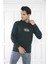 Escetic Spor Erkek Yeşil Cepli, Kapüşonlu Sweatshirt - 0949 1