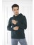Escetic Spor Erkek Yeşil Cepli, Kapüşonlu Sweatshirt - 0949 2