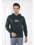 Escetic Spor Erkek Yeşil Cepli, Kapüşonlu Sweatshirt - 0949 3