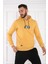 Escetic Spor Erkek Hardal Cepli, Kapüşonlu Sweatshirt - 0949 3