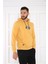 Escetic Spor Erkek Hardal Cepli, Kapüşonlu Sweatshirt - 0949 4
