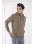 Escetic Spor Erkek Haki Cepli, Kapüşonlu Sweatshirt - 0949 1