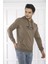 Escetic Spor Erkek Haki Cepli, Kapüşonlu Sweatshirt - 0950 1