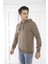 Escetic Spor Erkek Haki Cepli, Kapüşonlu Sweatshirt - 0950 3
