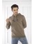 Escetic Spor Erkek Haki Cepli, Kapüşonlu Sweatshirt - 0950 4