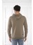 Escetic Spor Erkek Haki Cepli, Kapüşonlu Sweatshirt - 0950 5