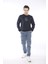 Escetic Erkek Spor Slimfit, Bisiklet Yaka Lacivert Sweatshirt - 0939 2