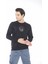 Escetic Erkek Spor Slimfit, Bisiklet Yaka Siyah Sweatshirt - 0939 1