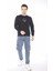 Escetic Erkek Spor Slimfit, Bisiklet Yaka Siyah Sweatshirt - 0939 2