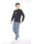 Escetic Erkek Spor Slimfit, Bisiklet Yaka Siyah Sweatshirt - 0939 3