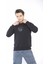 Escetic Erkek Spor Slimfit, Bisiklet Yaka Siyah Sweatshirt - 0939 4