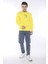 Escetic Erkek Spor Slimfit, Bisiklet Yaka Sarı Sweatshirt - 0939 3