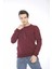 Escetic Erkek Spor Slimfit, Bisiklet Yaka Bordo Sweatshirt - 0940 1