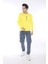 Escetic Erkek Spor Slimfit, Bisiklet Yaka Sarı Sweatshirt - 0940 2