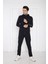 Erkek Spor Lacivert Spor Slimfit, Kapüşonlu, 4 Cepli, 4 Mevsim Eşofman Takımı - 6761 3
