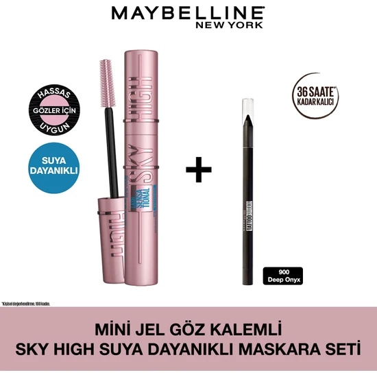 Maybelline Mini Jel Göz Kalemli Lash Sensational Sky High Suya Dayanıklı Maskara Seti