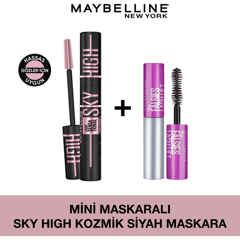 Maybelline New York Maybelline Mini Falsies Lash Lift Maskara + Sky High Cosmic Black Maskara Seti
