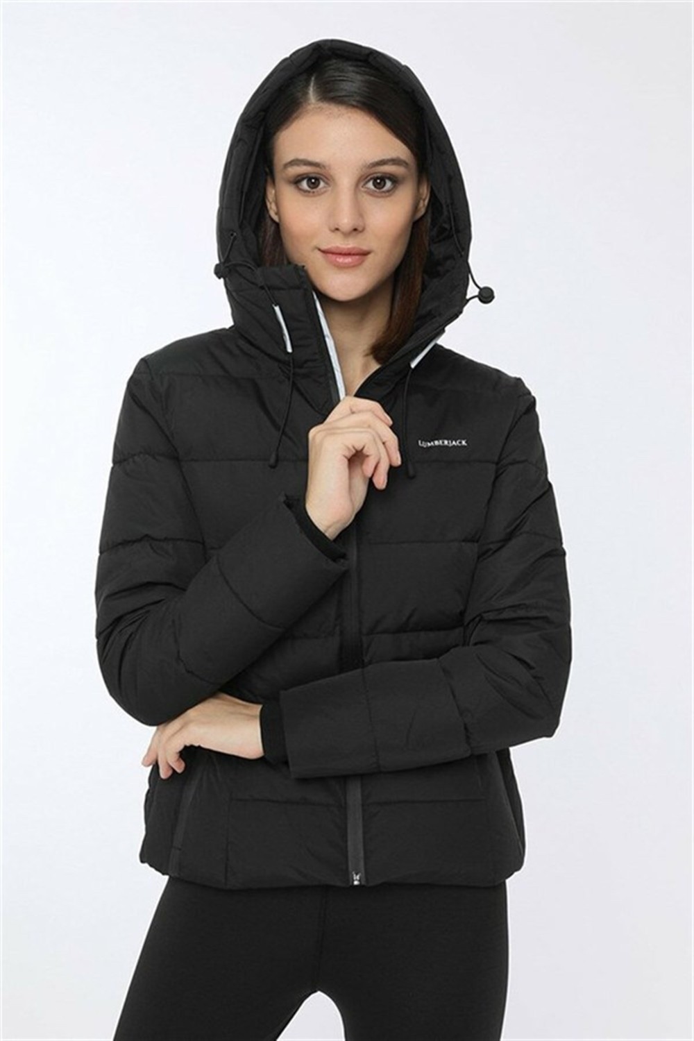 Lumberjack Apreski Coat Kadın Kısa Mont Kaban Siyah V6