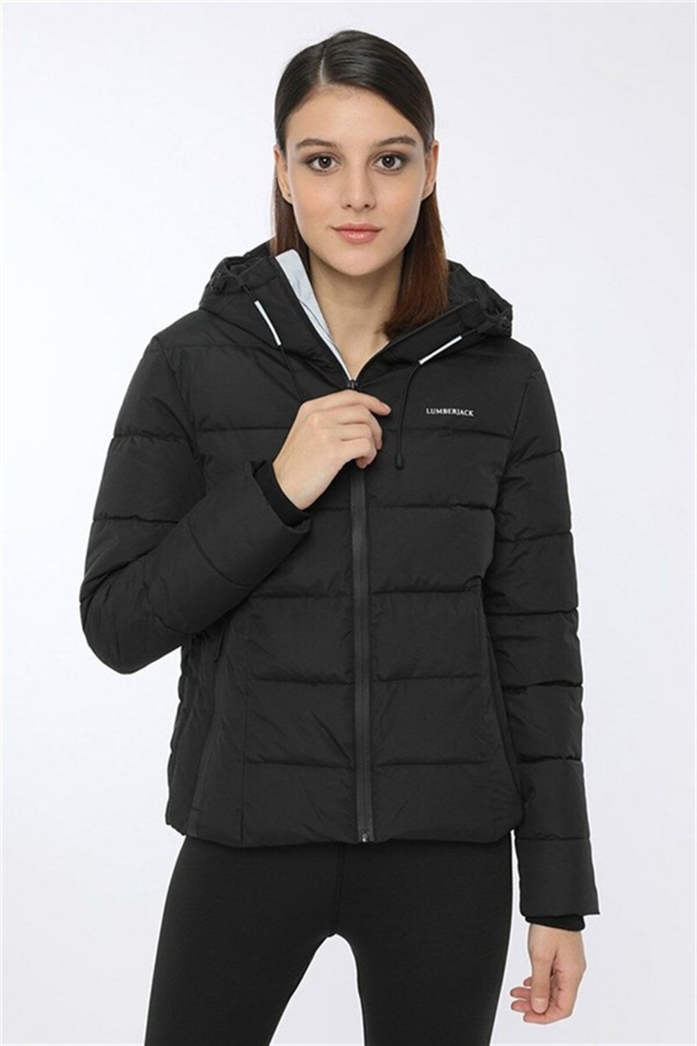 Lumberjack Apreski Coat Kadın Kısa Mont Kaban Siyah V6 görsel 2