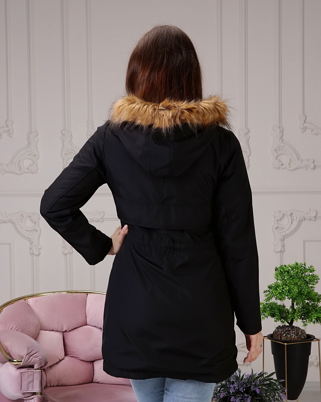 Vibeys Collection Haki Içi Kürklü ve Su Geçirmez Büyük Beden Battal Kadın Kışlık Mont & Kaban görsel 4
