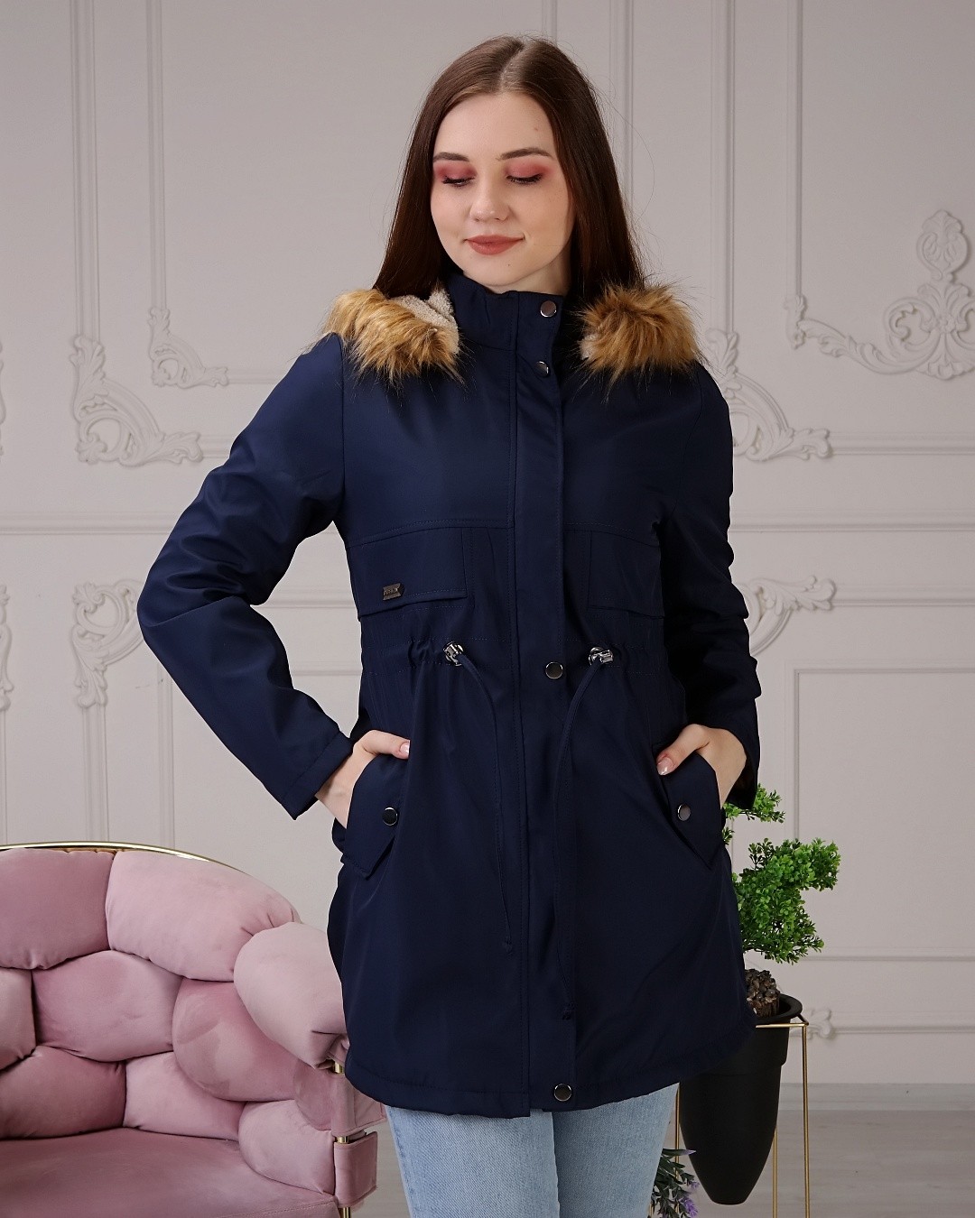 Vibeys Collection Haki Içi Kürklü ve Su Geçirmez Büyük Beden Battal Kadın Kışlık Mont & Kaban görsel 6