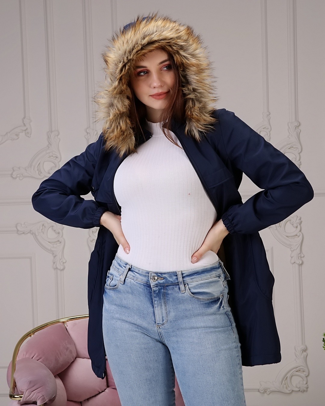 Vibeys Collection Haki Içi Kürklü ve Su Geçirmez Büyük Beden Battal Kadın Kışlık Mont & Kaban görsel 8