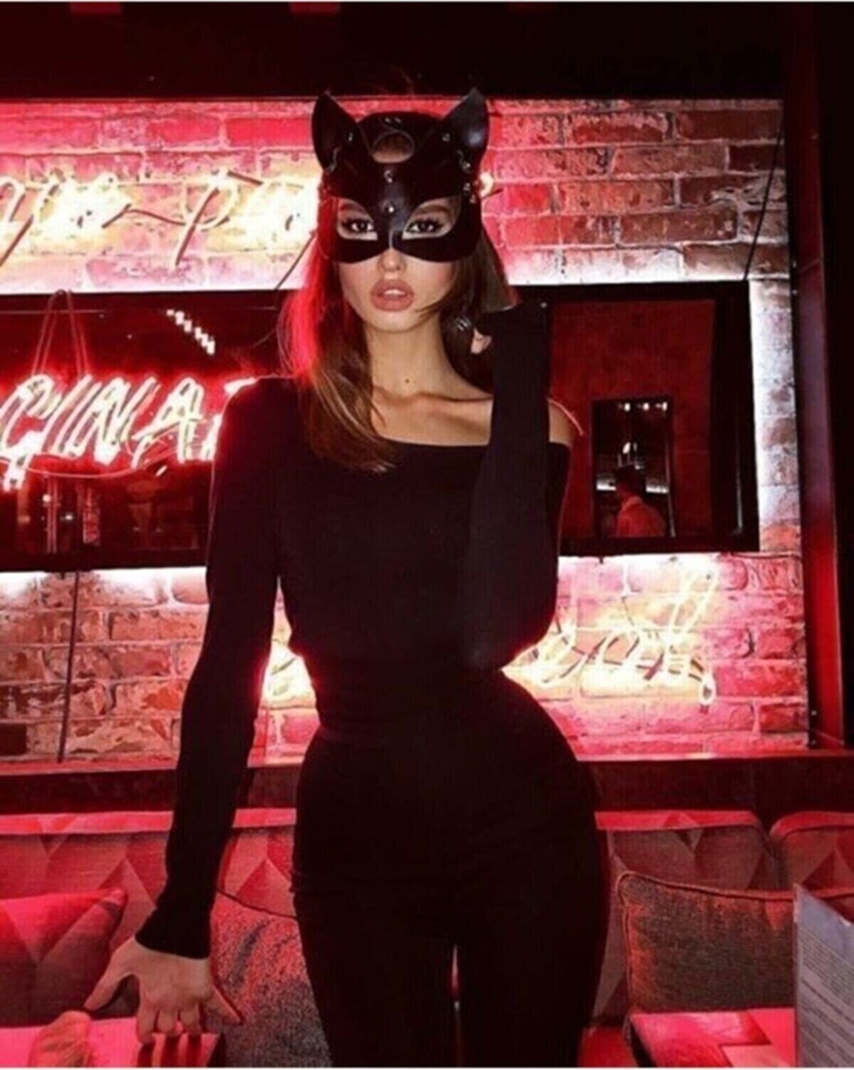 Loe Culotte Kadın Siyah Harness Deri Maske Aksesuar görsel 2