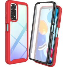 Eabhulie Xiaomi Redmi Note 11 Pro Için Bumper Yerleşik Ekran 360 Tam Koruma Kılıf Kapaklı - Kırmızı