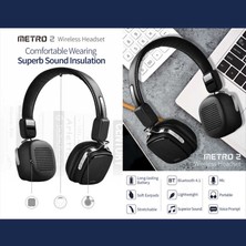 Wiwu Metro 2 Kablosuz Kulak Üstü Kulaklık Mikrofonlu Bluetooth V4.1 Hi-Fi Superior Wireless