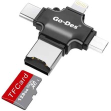 Go Des GD-DK101 4 In 1 Micro Sd Hafıza Kartı Okuyucu USB / Type-C / Lightning / Micro