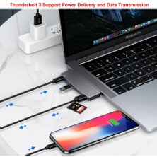 Qgeem QG-UH06 Type-C Hub 6 In 1 Micro Sd + USB 3.0 Çoğaltıcı Adaptör MacBook Pro 13&15 (2018/17/16)