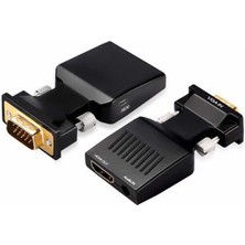 Qgeem QG-HD12 VGA To HDMI & Aux Dönüştürücü Adaptör 1080P Full Hd 60Hz Görüntü Aktarım